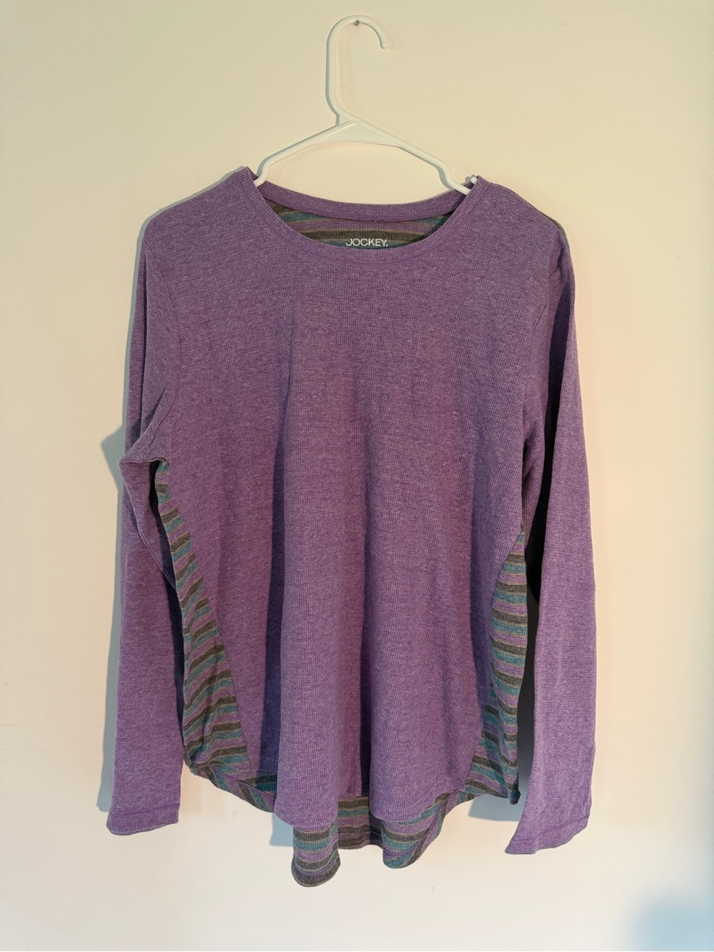 Jockey Lavender Long Sleeve Top with Striped Side Panels